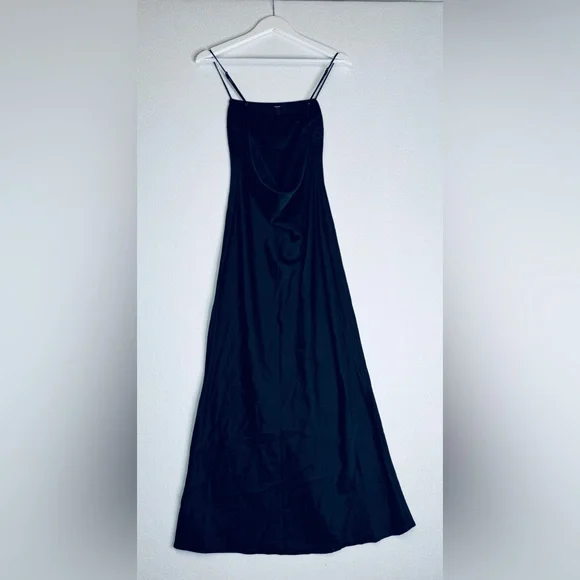 Abercrombie & Fitch Black Satin Cowl Back Slip Dress with Sexy Low Back, Size SP - Picture 6 of 12